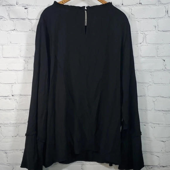 Ava &Viv Black Bell Sleeves Ruffled Trim Top - Picture 7 of 13